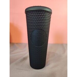 Starbucks 2022 Matte Studded Dark Green Cold Cup Tumbler 24 oz Venti No Straw